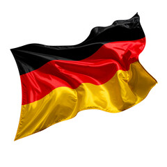 Naklejka premium German Flag: The national flag of Germany, a symbol of unity and heritage. A tri-band flag of black, red, and gold proudly waves in the wind, representing the nation's identity and values.