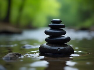 Serene pebble stack peaceful moment high resolution image