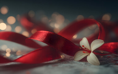 Red Ribbon for December World Aids Day, multiple myeloma Cancer Awareness month and National Red ribbon week. HIV AIDS awareness red ribbon World aids day, World cancer day concept. High quality