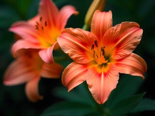 Fototapeta premium Vibrant lily flowers closeup view high resolution photo