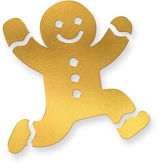 Happy Jumping Gold Metallic Gingerbread Man Cookie Icon