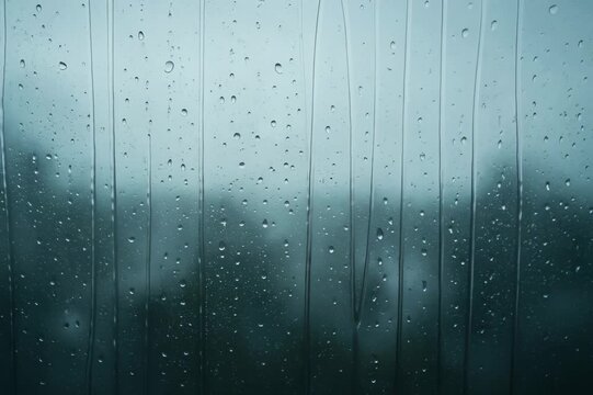 Una vista borrosa a trav&eacute;s de una ventana cubierta de gotas de lluvia, evocando una sensaci&oacute;n de melancol&iacute;a y quietud.