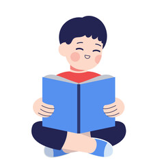 Student Boy Reading Book Illustration