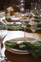 Elegant table setting for a dining event with glassware