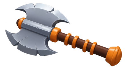 Stylized double bladed axe isolated on transparent background