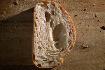 slice of just baked artisan sourdough bread