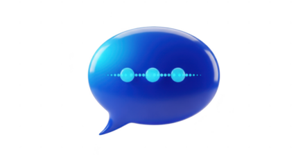 Blue speech bubble with sound waves isolated on transparent background