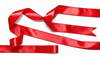 Winding, glossy red ribbon on a clean white background