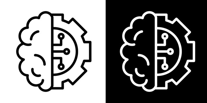 Machine Learning Icon Set White Style Collection
