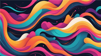Colorful abstract wave vector pattern with a rainbow curve line design illustration background