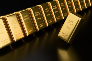 stack of gold bars on black