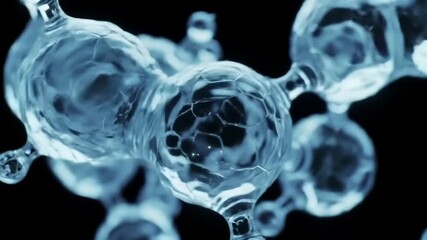 A close-up abstract of a blue molecule structure on a black background, a futuristic science and technology design. Ideal for depicting molecular biology research. - Powered by Adobe