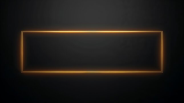 Minimalist golden glowing rectangular frame on a dark backdrop