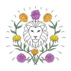 A vintage style illustration depicting leo