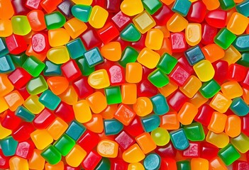 Colorful gummy candies arranged in a vibrant, geometric pattern,  sweet,  overhead