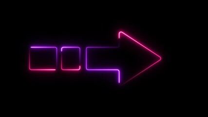 Arrow-shaped neon sign. Neon arrow symbol icon. Directional sign arrow points to the left, Abstract directional neon arrow icon animation ,neon arrow loading animation 4k - Powered by Adobe