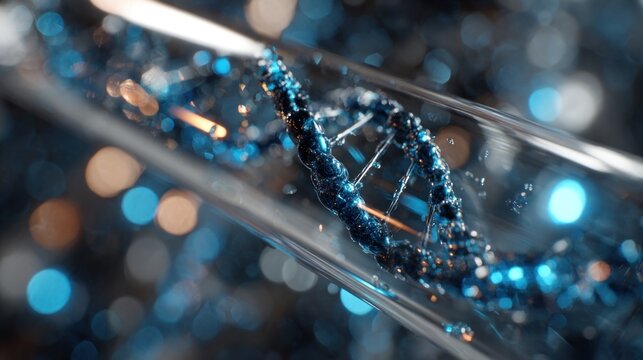 DNA double helix structure laboratory test tube science genetics research biotechnology - Powered by Adobe