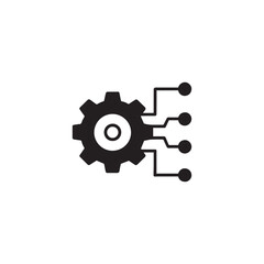 Digital Gear Mechanism Icon Vector: Technology and Settings Integration