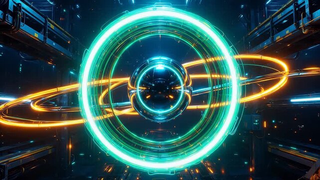 Futuristic glowing circular structure