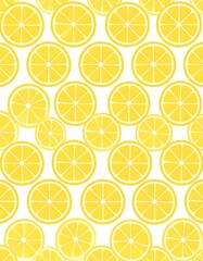 Bright yellow citrus fruit slices create a lively and refreshing seamless pattern.
