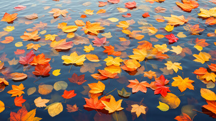 autumn leaves on the water