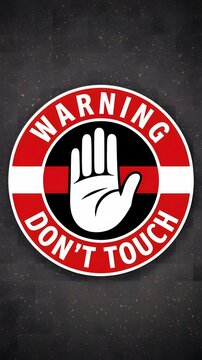 Warning don t touch hand symbol oval sticker