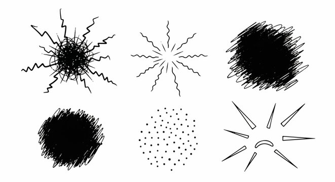 Set of Hand-Drawn Bursting Shapes Decorative Design Elements