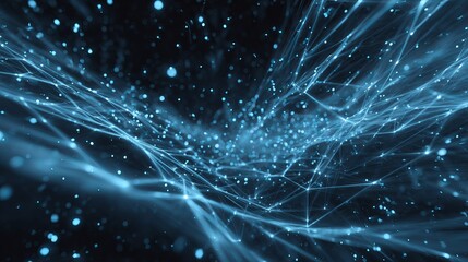Fototapeta premium Futuristic network connections with bright blue nodes and lines for a modern digital feel, perfect for technology and innovation projects