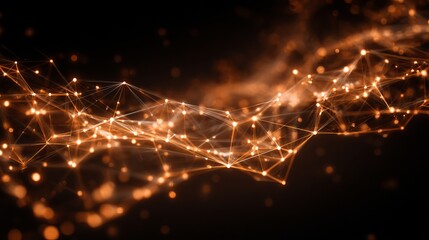 Dynamic network with glowing nodes for cutting edge tech, AI or blockchain concepts, perfect for innovation and the future of global connectivity