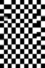Fototapeta premium Black and white checkerboard pattern with distorted elements
