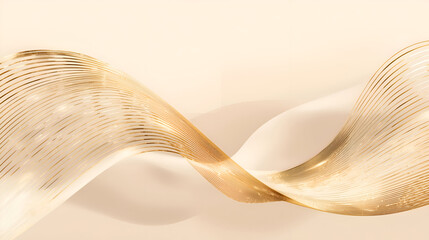 Elegant flowing golden ribbon with subtle texture against a soft neutral background creating a sense of movement and luxury