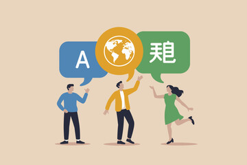 Global language translation and communication concept illustration