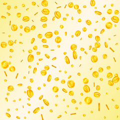 British pound coins falling. Scattered gold GBP