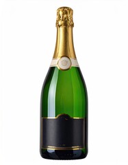 Green bottle with gold foil top and blank black label
