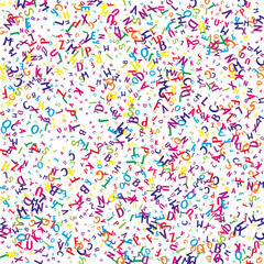 Scattered letters of latin alphabet. Colorful