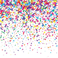 Falling letters of English language. Colorful