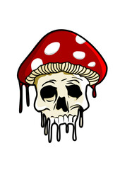 Illustration of a mushroom skull