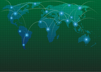 Global Network Connection. World Map Communication. Digital Business Network.