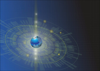 Data connection global network and internet communication concept, Futuristic blue technology background.