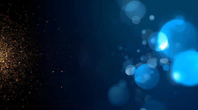 Abstract cosmic dust and glowing blue orbs create a mystical and ethereal background scene