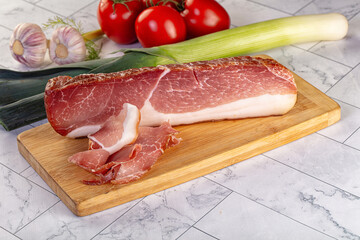 Dry parma pork meat piece