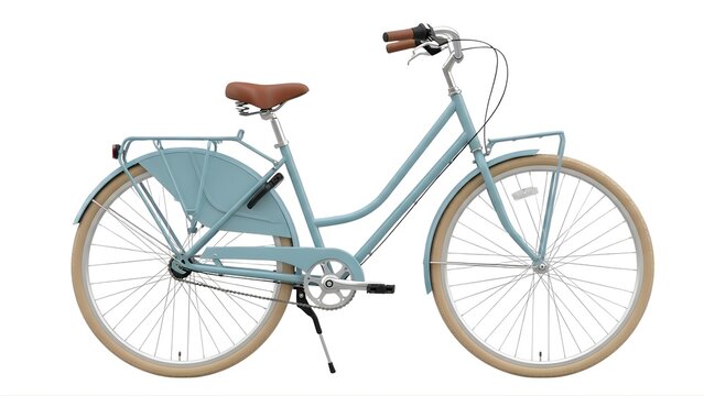 Vintage city bicycle light blue commuter bike urban transport retro style bike for women and men on transparent background - Powered by Adobe