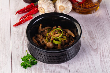 Asian cuisine roasted enoki mushrooms