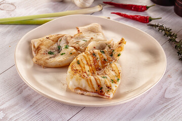 Fresh grilled calamari with herbs