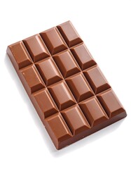 Fototapeta premium A detailed bar of milk chocolate on a white background.