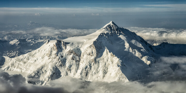 Aerial view of Nanga Parbat mountain peak in the Karakorum Pakistan
