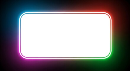 Glowing Gradient Neon Frame with Blank White Screen Mockup