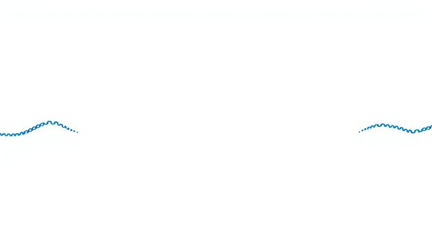 A dashed squiggly line drawn in vibrant blue against a white background, abstract,  blue