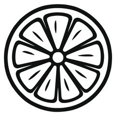 Citrus Fruit Slice Outline Icon Vector &ndash; Simple Lemon or Lime Cross Section Symbol for Fresh Food and Drink Design