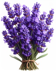 Fototapeta premium Purple lavender bouquet, stems tied with twine